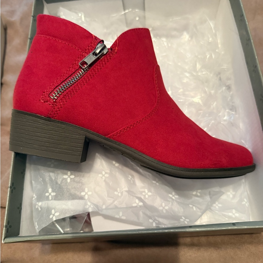 Sun + Stone Red Ankle Booties